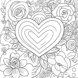 Kleurige Hart Roos Tuin Kleurplaat 76627-19460