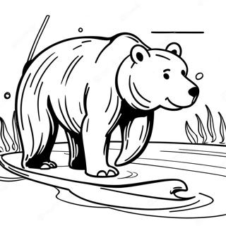 Majestueuze Bruine Beer Vissen Kleurplaat 76731-19538