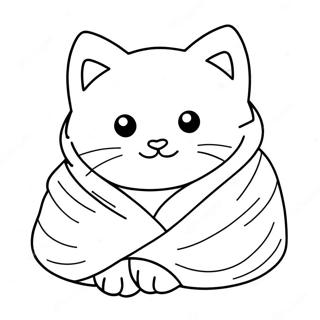 Fluffy Kat Genesteld In Een Deken Kleurplaat 77011 19737