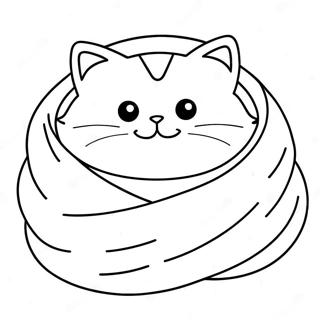 Fluffy Kat Genesteld In Een Deken Kleurplaat 77011 19738