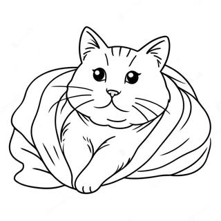 Fluffy Kat Genesteld In Een Deken Kleurplaat 77011 19739