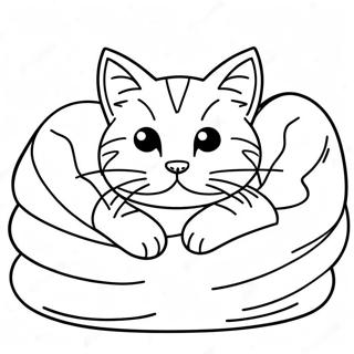 Fluffy Kat Genesteld In Een Deken Kleurplaat 77011 19740