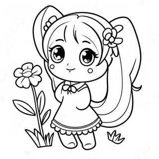 Chibi Miku Met Bloemen Kleurplaat 77708-20282