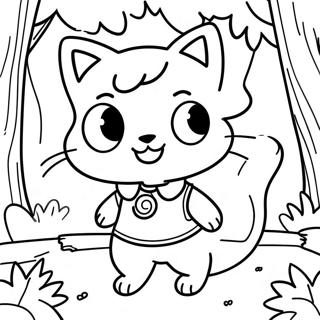 Avontuurlijk Kat Meisje In Een Bos Kleurplaat 77732 20294