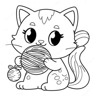 Speels Kat Meisje Met Een Bol Garens Kleurplaat 77733 20298