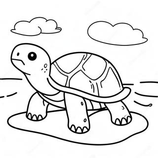 Cartoon Schildpad Op Een Strand Kleurplaat 7846-2749