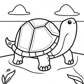 Cartoon Schildpad Op Een Strand Kleurplaat 7846-2751