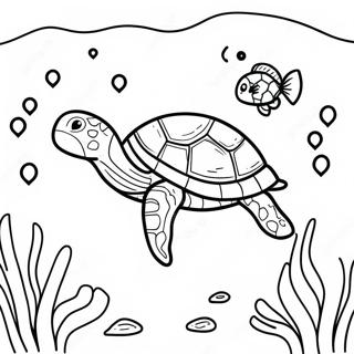 Kleurrijke Zee Schildpad Onderwater Kleurplaat 7847-2494