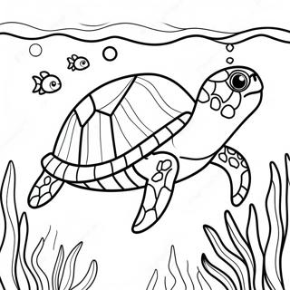 Kleurrijke Zee Schildpad Onderwater Kleurplaat 7847-2496