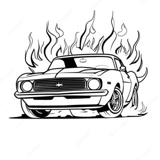 Kleurplaat Van De Vintage Camaro Met Vlammen 78690-21043