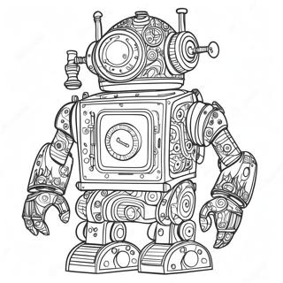 Gedetailleerde Steampunk Robot Kleurplaat 79875-21945
