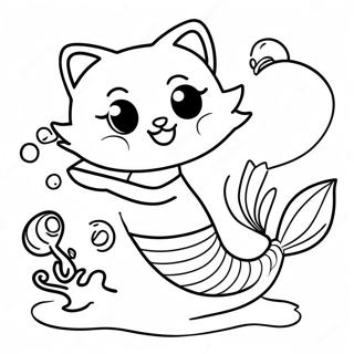 Speelse Zeemeermin Kat Die Zwemt Kleurplaat 79976-22020