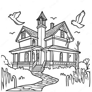 Spookachtig Landhuis Kleurplaat 80643-22540