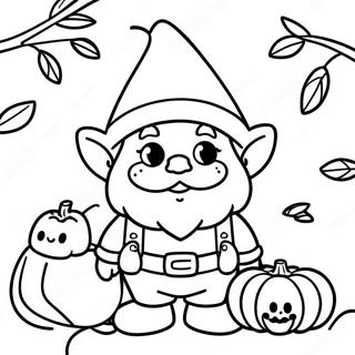 Schattige Herfst Gnoom Met Pompoen Kleurplaat 80694-22579
