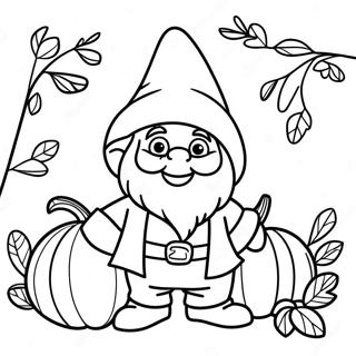 Schattige Herfst Gnoom Met Pompoen Kleurplaat 80694-22580