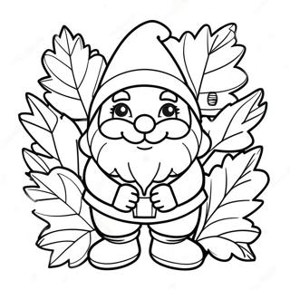 Feestelijke Herfst Gnoom Met Bladeren Kleurplaat 80697-22589