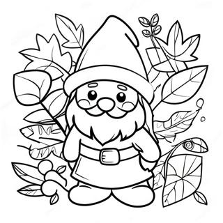 Feestelijke Herfst Gnoom Met Bladeren Kleurplaat 80697-22590