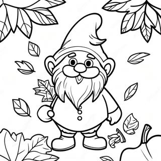 Feestelijke Herfst Gnoom Met Bladeren Kleurplaat 80697-22591