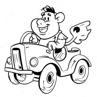 Fred Flintstone In Zijn Auto Kleurplaat 81209 22979