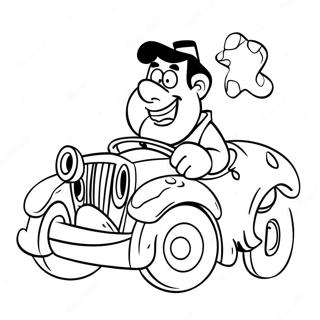 Fred Flintstone In Zijn Auto Kleurplaat 81209 22980