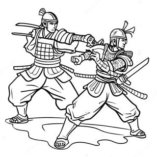 Fierce Samurai Gevechtsscene Kleurplaat 82239 23812