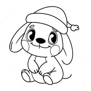 Schattige Kerst Stitch Met Kerstmuts Kleurplaat 82523-24029