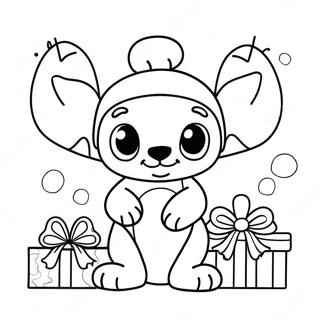 Vrolijke Kerst Stitch Met Cadeaus Kleurplaat 82525-24037