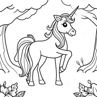 Mystieke Eenhoorn In Magisch Bos Kleurplaat 82651-24133