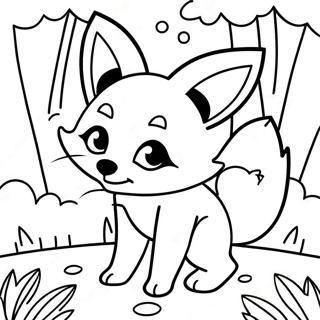 Speelse Kawaii Vos In Het Bos Kleurplaat 83089-24470