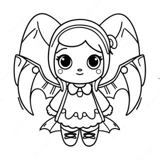 Pastel Goth Meisje Met Vleermuisvleugels Kleurplaat 83498-24796