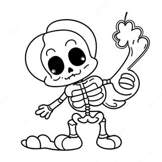 Schattige Pastel Goth Skelet Kleurplaat 83500 24801