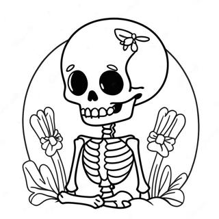 Schattige Pastel Goth Skelet Kleurplaat 83500 24802