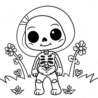 Schattige Pastel Goth Skelet Kleurplaat 83500 24803