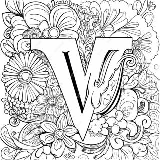 Vintage Letter V Kleurplaat 83677 24938