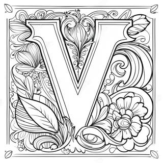 Vintage Letter V Kleurplaat 83677 24939
