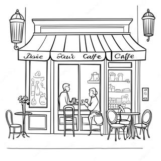 Parijse Cafe Scene Kleurplaat 83781 25017