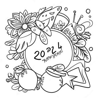 Feestelijke Nieuwjaar 2024 Viering Kleurplaat 84315-25431