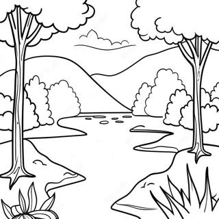Rustig Natuurtafereel Kleurplaat Kleurplaten