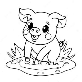 Blij Varkentje Speelt In De Modder Kleurplaat 86337-27095