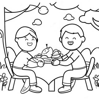 Leuke Kleurplaat Van Een Picknick Met Vrienden 86673-27364