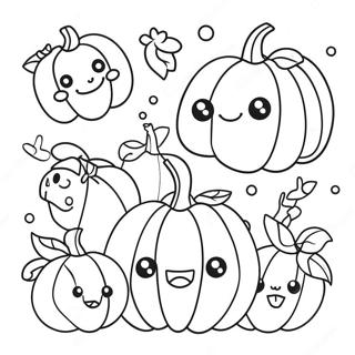 Schattige Kawaii Pompoenen Kleurplaat 86750-27417