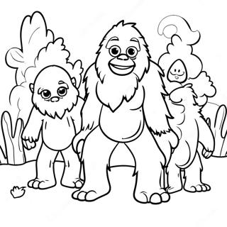 Schattige Bigfoot Met Vrienden Kleurplaat 86776-27440