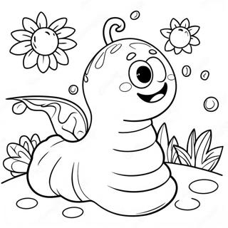 Blije Worm In Een Tuin Kleurplaat 86827 27478