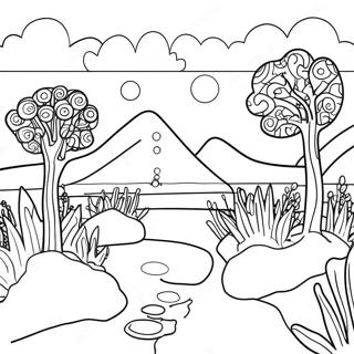 Kleurrijk Stip Kunst Landschap Kleurplaat 87363-27888