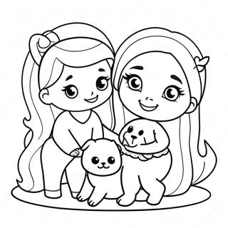 Schattige Barbie En Ken Met Huisdieren Kleurplaat 87982-28555