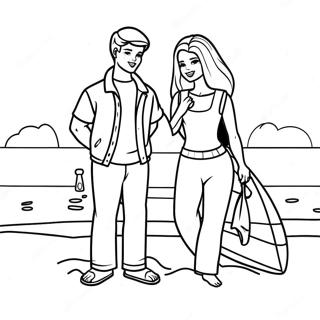 Barbie En Ken Op Het Strand Kleurplaat 87983-28559