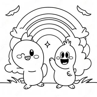 Blije Gele Kleurplaat Van Regenboog Vrienden 88365 28846