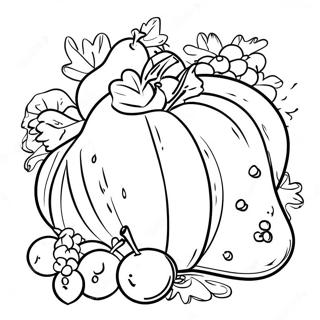 Kleurplaat Van Een Kleurrijke Oogsthoorn Met Fruit 88597 29026