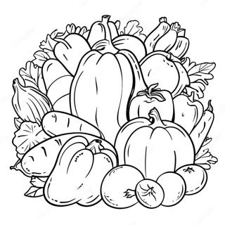 Kleurplaat Van Een Overlopende Oogsthoorn Met Groenten 88598-29030