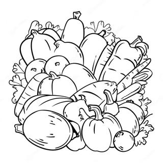 Kleurplaat Van Een Overlopende Oogsthoorn Met Groenten 88598-29032